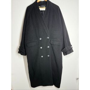 Inn Wear Copenhagen Women’s Double Brested Wool Blend Black Sz 14 Oversized NWOT
